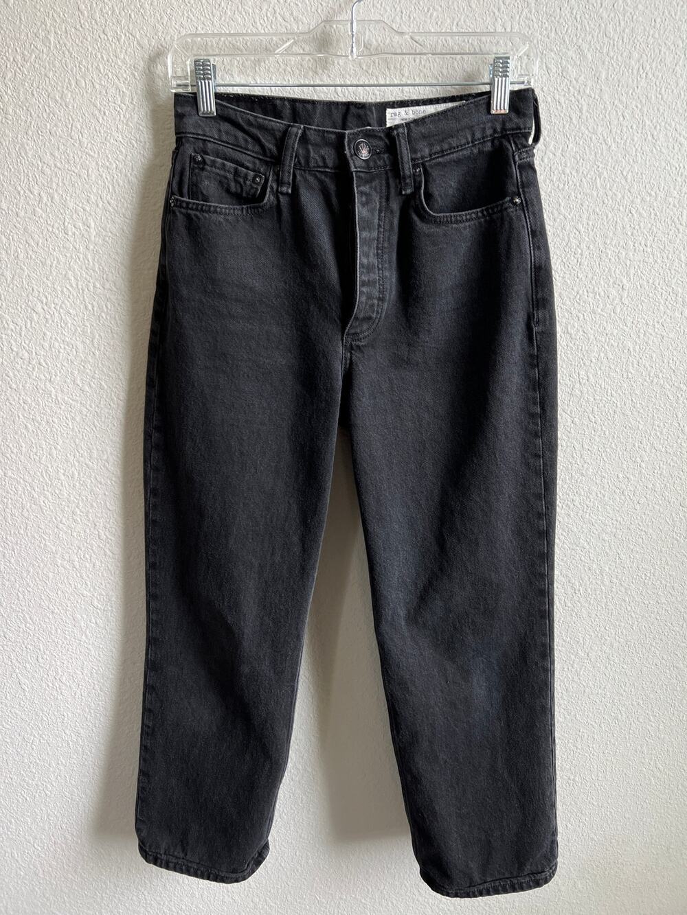 Rag and Bone Alex High Rise Straight Leg Black Jeans Women's 26 Hemmed Crop